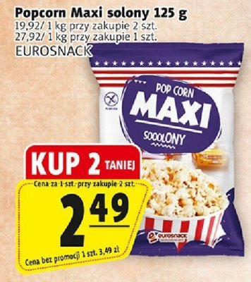 Popcorn Maxi solony Eurosnack 125 g promocja w Prim Market