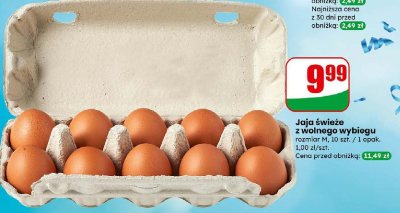Jaja świeże z wolnego wybiegu rozmiar M promocja w Dino