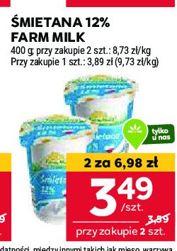 Śmietana 12 % Farm milk promocja