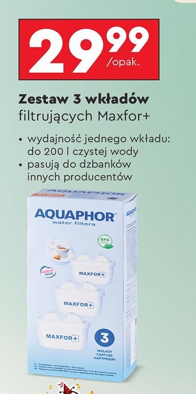 Wkłady filtrujące maxfor+ Aquaphor promocja w Biedronka