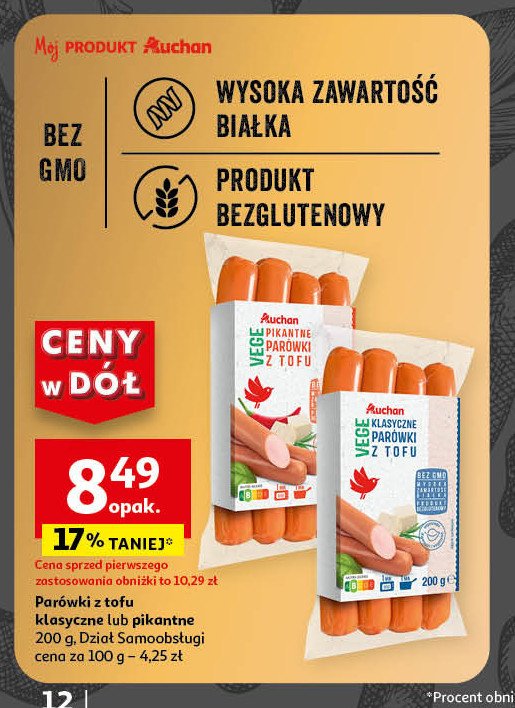 Parówki z tofu klasyczne Auchan promocja