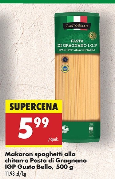 Makaron spaghetti alla chitarra Gustobello promocja w Biedronka