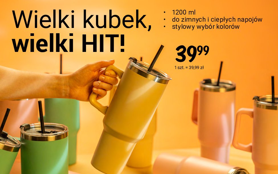 Kubek ze słomką 1.2 l promocja