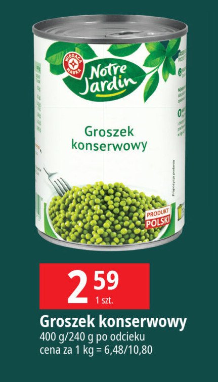 Groszek konserwowy Wiodąca marka notre jardin promocja w Leclerc