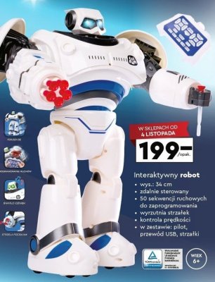 Interaktywny robot biały 34 cm promocja w Biedronka
