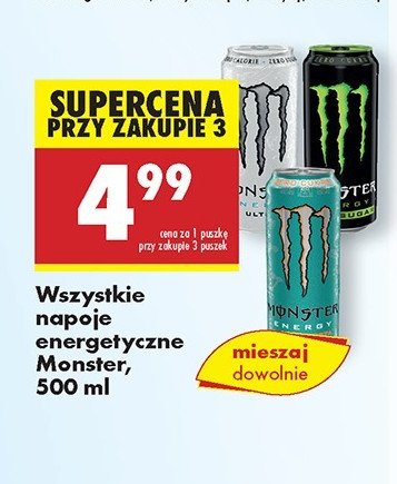 Napój energetyczny zero Monster energy classic promocja w Biedronka