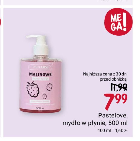 Mydło malinowe Pastelove promocja