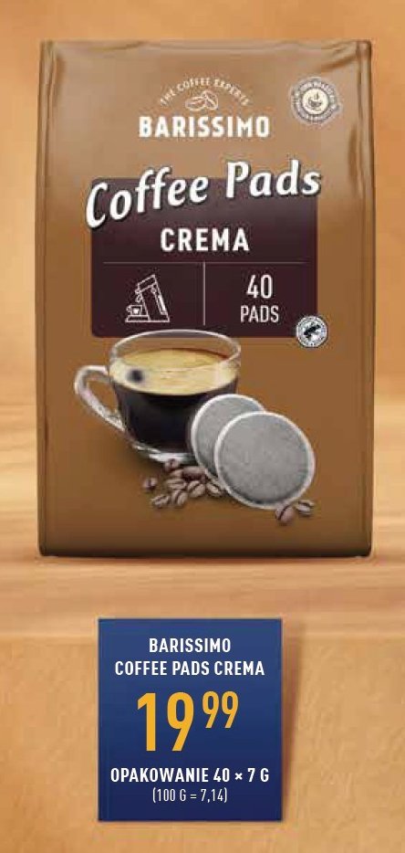 Kawa crema & aroma Barissimo caffee pads promocja