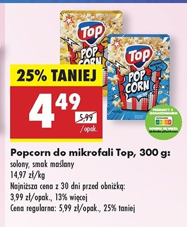 Popcorn solony Top popcorn Top (biedronka) promocja w Biedronka