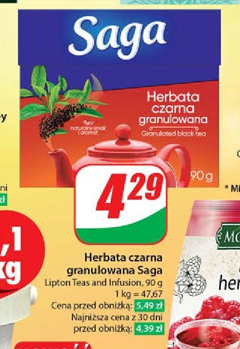 Herbata granulowana Saga promocja