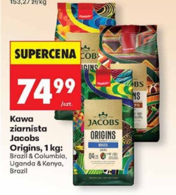 Kawa ziarnista Jacobs Origins - Brazil & Columbia, 1 kg promocja w Biedronka