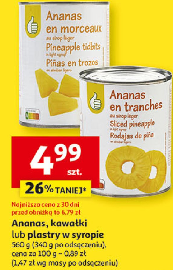 Ananas plastry w syropie Podniesiony kciuk promocja