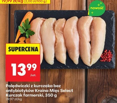 Polędwiczki z kurczaka bez antybiotyków Kraina Mięs Select Kurczak farmerski promocja w Biedronka