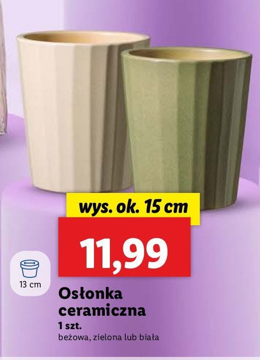 Osłonka ceramiczna 15 cm biała promocja w Lidl