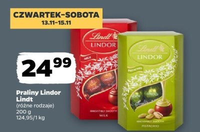 Praliny Lindor różne rodzaje promocja w Netto