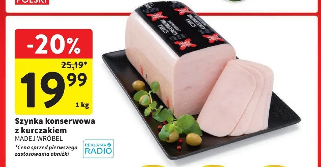 Szynka konserwowa z kurczaka Madej & wróbel promocja w Intermarche