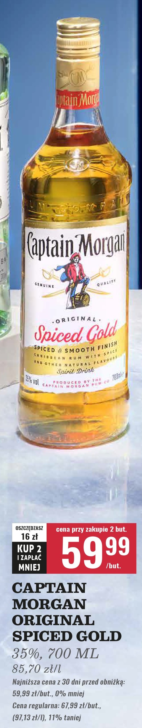 Rum Captain morgan spiced gold promocja w Biedronka
