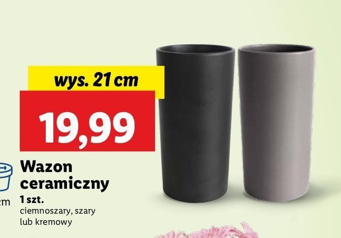 Wazon ceramiczny 21 cm ciemnoszary promocja