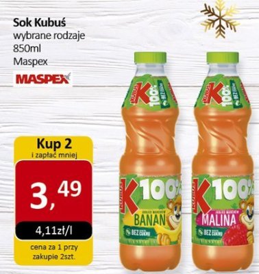Sok Kubuś wybrane rodzaje Maspex promocja w Market Point