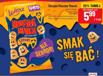 Chrupki Monster Munch Lorenz wybrane rodzaje 80g-100g promocja w POLOmarket