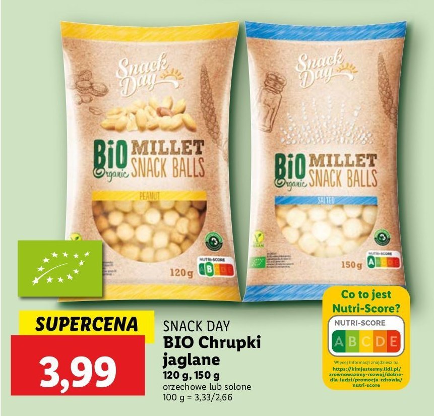 Chrupki jaglane bio Snack day promocja w Lidl