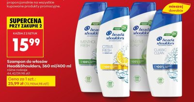 Szampon do włosów Head & Shoulders Citrus Fresh 360ml/400ml promocja w Biedronka