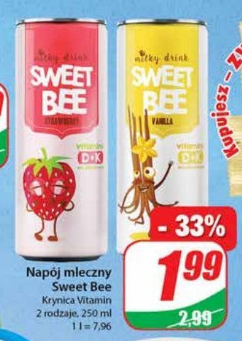 Napój mleczny truskawka SWEET BEE promocja