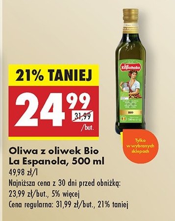 Oliwa z oliwek bio LA ESPANOLA promocja