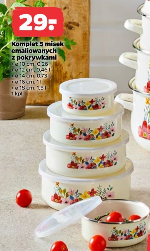 Komplet misek emaliowanych z pokrywami promocja