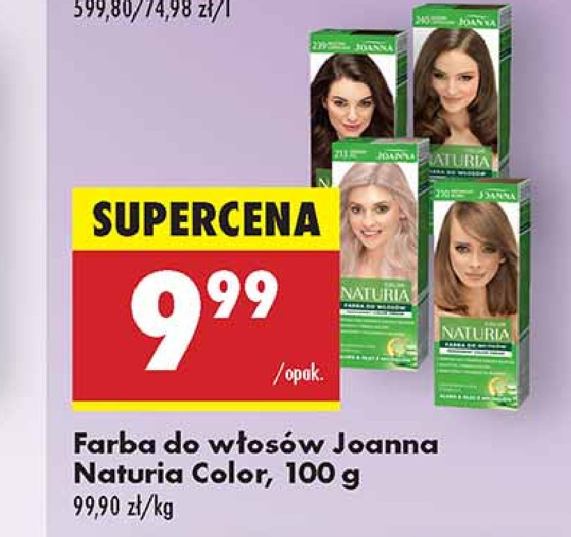 Farba do włosów 210 naturalny blond Joanna naturia color promocja w Biedronka