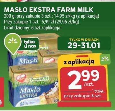 Masło Ekstra Farm Milk promocja w Stokrotka