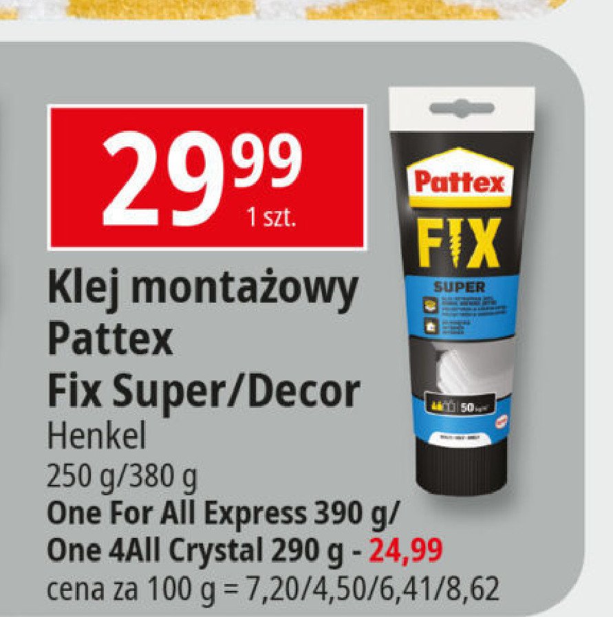 Klej one for all express Pattex promocja