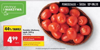 Pomidor śliwkowy, opak. 500 g promocja w Biedronka