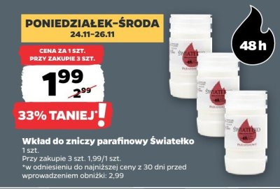 Wkład do zniczy parafinowy  promocja w Netto