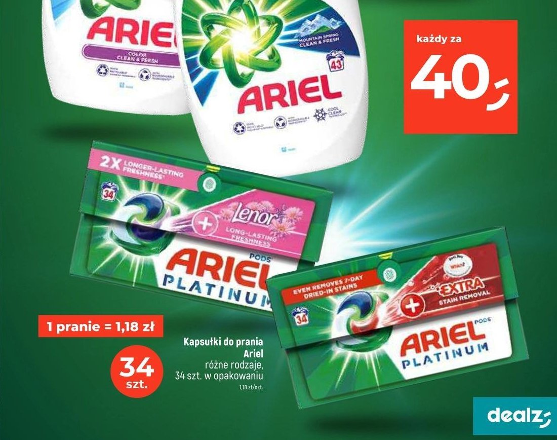 Kapsułki do prania lenor Ariel platinum promocja