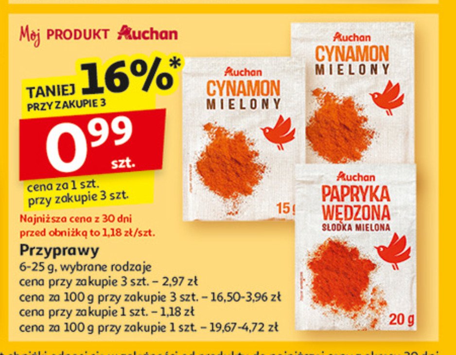 Papryka wędzona słodka Auchan różnorodne (logo czerwone) promocja w Auchan