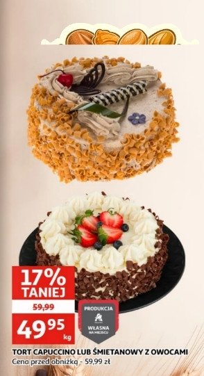 Tort 艣mietankowy z owocami Auchan promocja