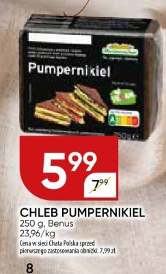 Chleb pumpernikiel Benus promocja w Chata Polska