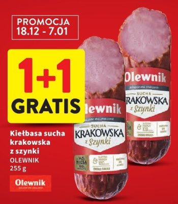 Kiełbasa sucha krakowska z szynki OLEWNIK promocja w Intermarche