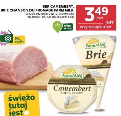 Ser BRIE CHANSON DU FROMAGE FARM MILK promocja w Stokrotka