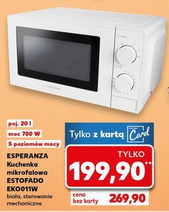 Kuchenka mikrofalowa estofado eko011w Esperanza promocja w Kaufland
