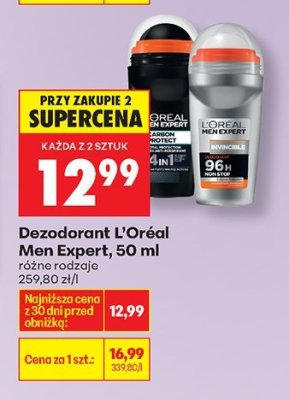 Dezodorant L'Oréal Men Expert, 50 ml różne rodzaje promocja w Biedronka