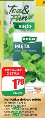 Herbatka ziołowa mięta Tea&Fun/Beun promocja w Dino