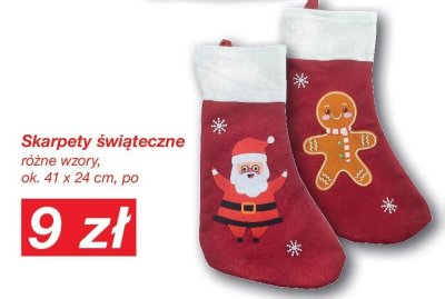 Skarpety świąteczne różne wzory ok. 41 x 24 cm promocja w KiK
