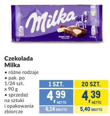 Czekolada Milka różne rodzaje promocja w Makro