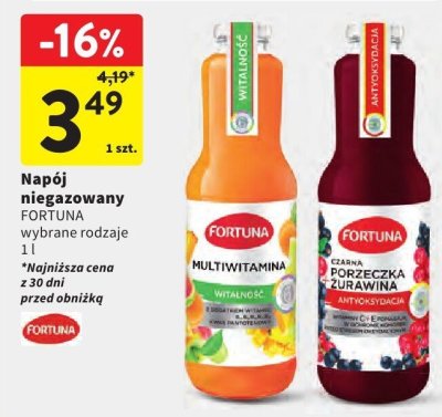 Napój niegazowany Fortuna wybrane rodzaje promocja w Intermarche