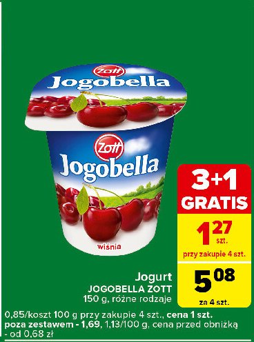 Jogurt wiśnia Zott jogobella promocja