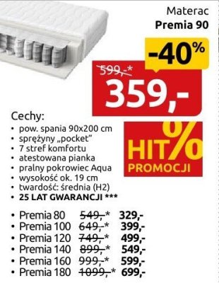 Materac Premia 90 promocja w Black Red White