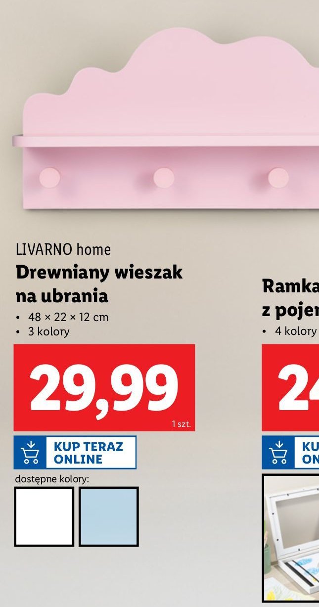 Wieszak drewniany 48 x 22 x 12 cm LIVARNO HOME promocja w Lidl