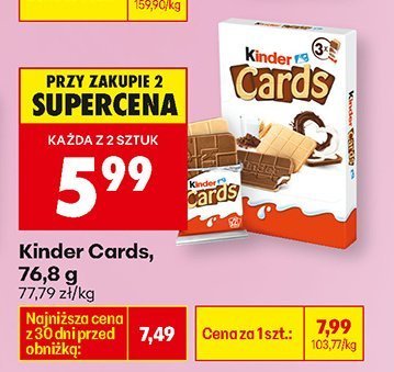 Kinder Cards, 76,8 g promocja w Biedronka